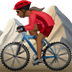 🚵🏾‍♀️ woman mountain biking: medium-dark skin tone display on Apple